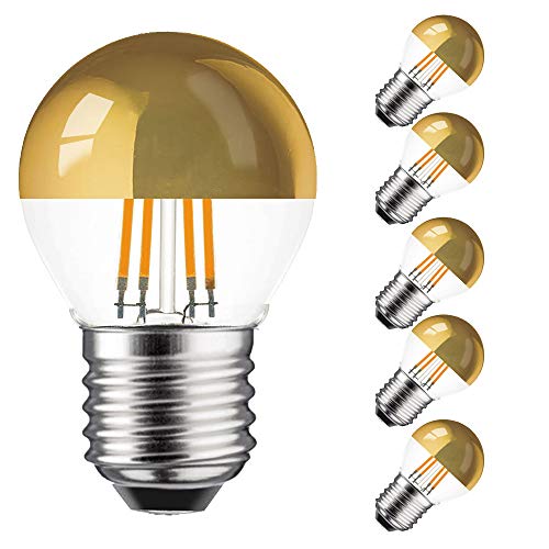 5 x LED Filament Kopfspiegel Tropfen 4W = 40W E27 KVG warmweiß retrofit Nostalgie (4 Watt 2700K gold, 5 Stück)