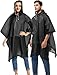 Borogo 2 Pack Rain Ponchos for Adults Reusable - Raincoats Survival Emergency Heavy Duty Rain Coat with Drawstring Hood Black