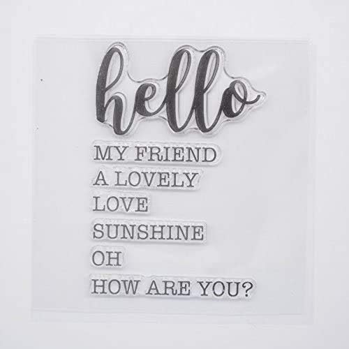 Miniatura 2 de Welcome to Joyful - Juego de 4 sellos transparentes para decoración de tarjetas y álbumes de recortes, 4 unidades, con texto en inglés Hello Happy