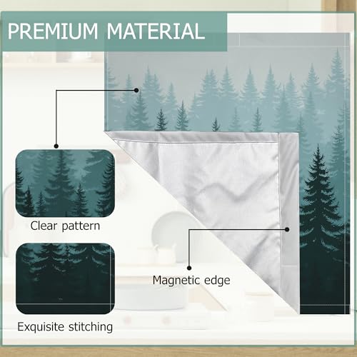 Image of Foggy Forest Refrigerator Magnet Cover,Green Pine Trees Washable Dishwasher Magnets Decorative Cover,Home Kitchen Decorative Dishwasher Front Panel Cover 23x26 Inch