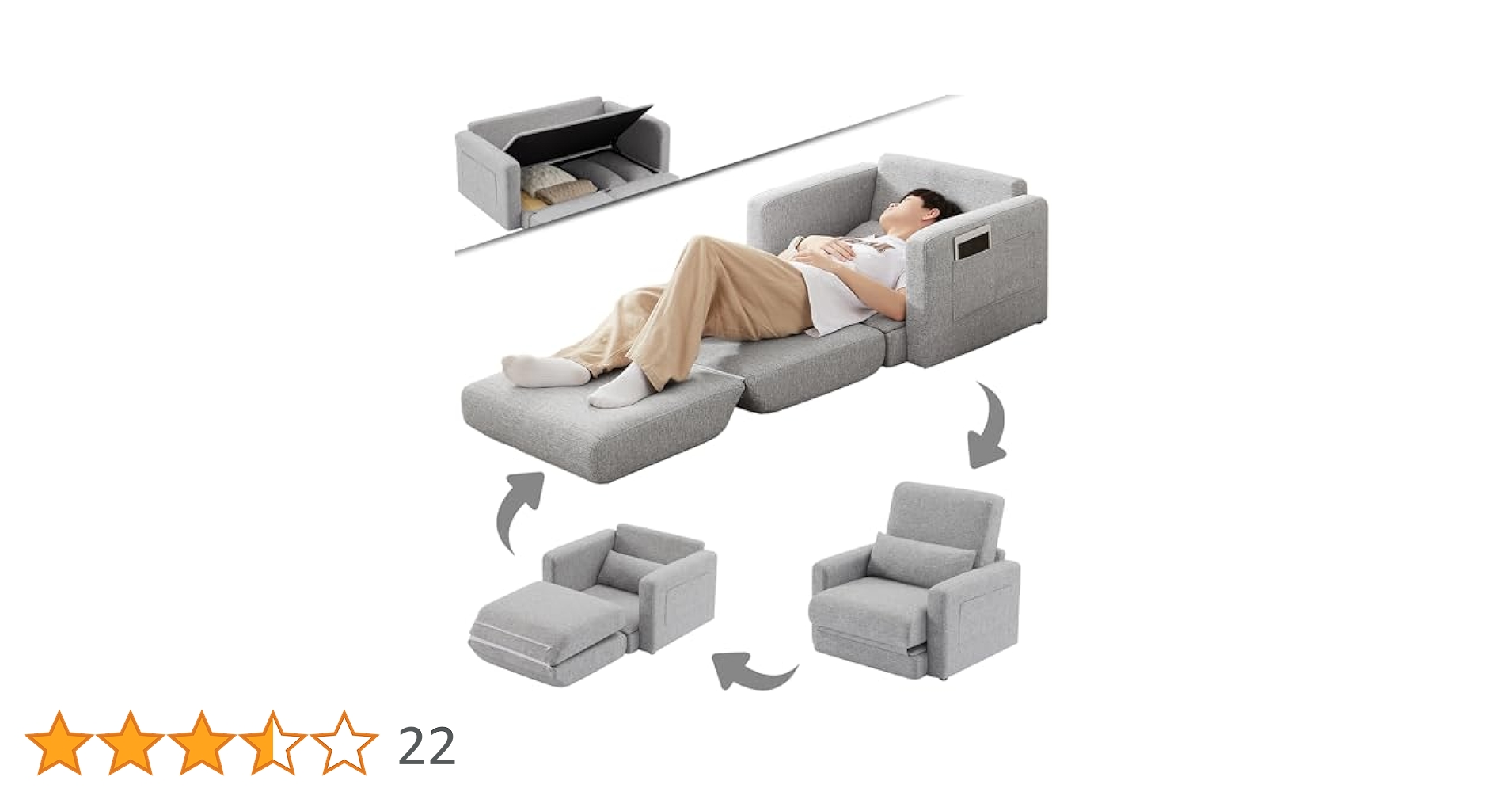 1品限り❤️ソファーベッド1人掛け 収納ボックス多機能 3つのモード ライトグレー 81AxDspuLzL._UF350,350_QL50_.jpg
