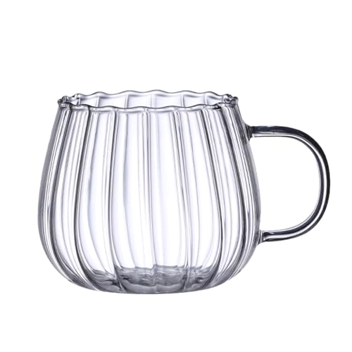 Convex Glass Mug - Jumbo Drinkware Cup, 2.95*2.36*3.15 inches Cold Hot Beverage Glass, Milk Powder Container for Coffee Latte, Soy Milk Mug | Transparent...
