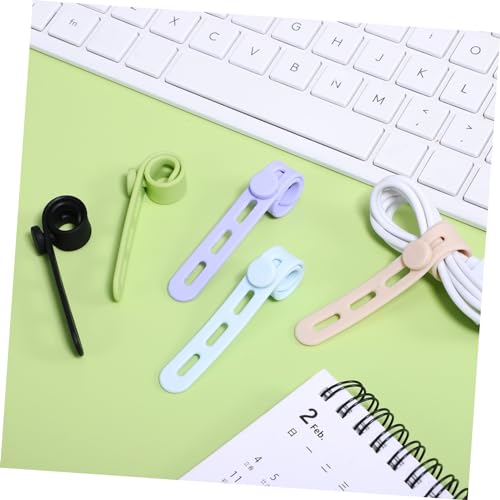 10 piezas organizador de cables de silicona para electrodomésticos, soporte para cable, gestión de cables bajo escritorio, reutilizable, para carga y escritorio miniatura 7