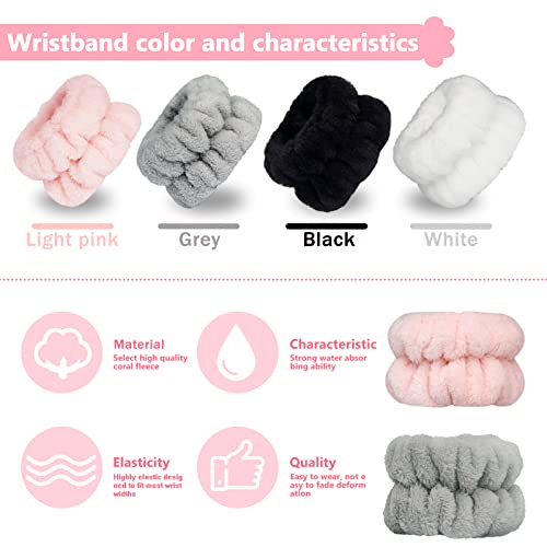 Image of 8pcs Wrist Bands for Washing Face, Arm Face Wash Wristbands, Wrist Towels Cuffs for Washing Face, Wrist Water Catcher, Microfiber Spa Skincare Sweat Wristbands for Women