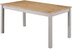 Mesa de Jantar de Madeira Maciça - 75,5 Alt X 150 Larg X 75 Prof - Móveis para Sala e Cozinha, Móvel para Casa - Acabamento em Cera, Cinza Lavado - PENSE DENTRO DA CAIXA