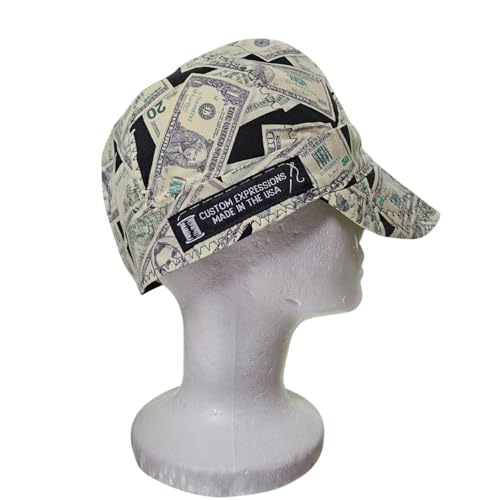 Custom Expressions Welding Caps Welding Helmet Liners Welding Accessories for Men-Women-Flame Resistant-Safety and Protection While Welding-100% Cotton-Handmade-Style Money Toss (7 5/8)