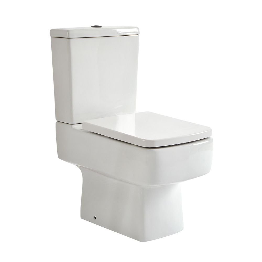 Milano Black Elswick White Ceramic Close Coupled Toilet Wc Flush Button