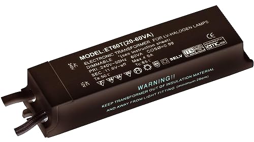 National Lighting 12V Transformer - Low Voltage 20W – 60W Rated Electronic Dimmable Transformer for Halogen Lights Lamps Bulbs IP20 Rated