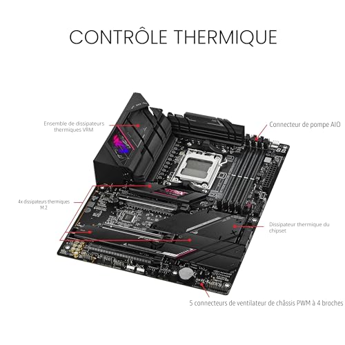 ASUS ROG STRIX B650E-E GAMING – Carte mère AMD Ryzen AM5 ATX (16+2 phases d'alimentation, DDR5, 4 x M.2, PCIe 5.0, WiFi 6E, 2.5G LAN, USB 3.2 Gen 2x2 Type-C rear I/O port, Aura Sync RGB)