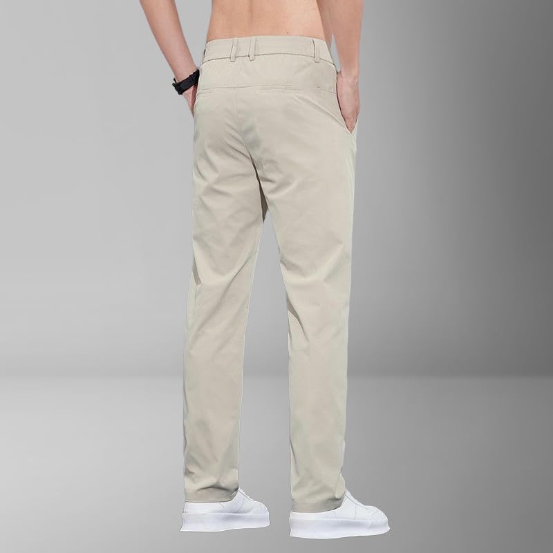 Men's Summer Thin Loose Straight Elastic Waist Zipper Casual Pants2