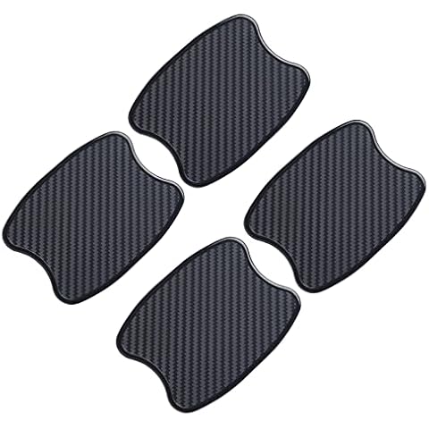 TANGSEN 4Pcs Universal 3D Carbon Fiber Texture Automotive Door Cup Handle Recess Paint Protector Cover Scratch Non-Marking Black TPU Personalize Pad Sticker (S) Cover