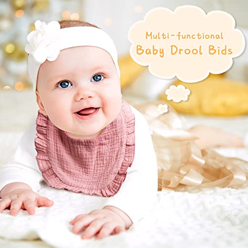 8 Pcs Muslin Baby Bibs Bandana Drool Bibs Absorbent Burp Gauze Cloths Adjustable Bibs For Toddler Infant Girls Boys Feeding (Bright Color) #TOP4