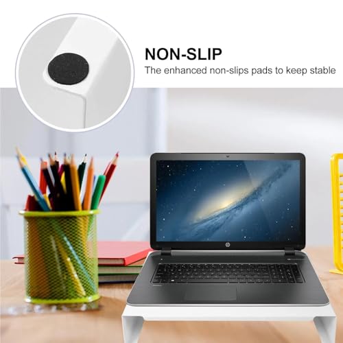 Support ordinateur en acier ergonomique avec base stable de rangement