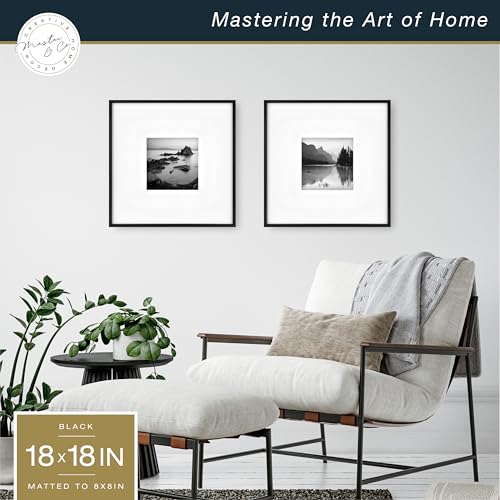 MCS Master & Co. Foundry Metal 18x18 Matted Picture Frame with 8x8 Photo Display, Black Vertical & Horizontal Wall Hanging Frame for Photos & Artwork (2-Pack) by MCS - Image 2