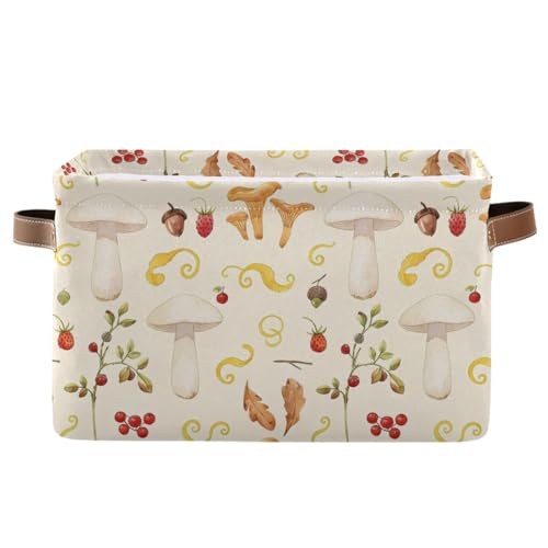 Image of Mushroom Rectangle Storage Basket Collapsible Storage Bin for Nursery Toys Books Waterproof Baskets for Closet Shelves Bedroom Decor