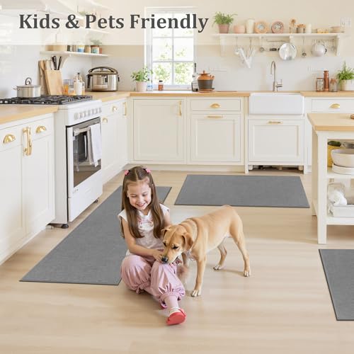 Pauwer Non Slip Kitchen Rugs, Machine Washable Soft Kitchen Mat, Light Grey - image 6