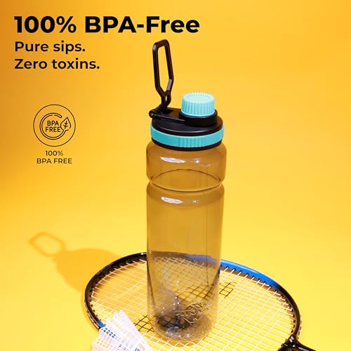 Image of Nivia Warrior Wade Water Bottle, BPA Free, Leak Proof, Easy Grip, Easy-to-Clean, Odour-Free Bottle, for Sports & Travel, Durable & Reusable - 800ML, Teal Blue