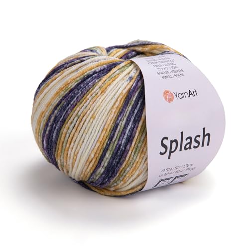 YarnArt Splash Variegated Sport Yarn - 55% Cotton 45% Acrylic 1 Skein/Ball 50g 174yds Soft Cotton Yarn for Amigurumi (953)