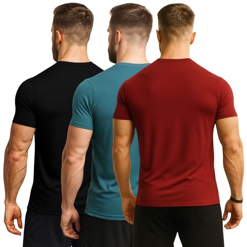 Image of 3Colours RGB Active Fit Men's Sports T-Shirt - Lightweight Quick Dry Polyester Gym & Running Wear-Shake