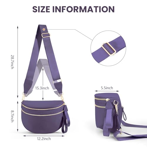 Image of hibear Checkered Crossbody Bag Spacious Bum Bags for Women Nylon Crossbody Fanny Packs Checkered Purse Belt Wallet
