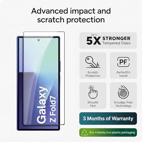 Image of Casecandy - [ Pack of 2 Tempered Glass Screen Protector For Samsung Z Fold 7 | HD Smasung Z Fold 7 Glass Guard Protector - HD /Easy Installation Kit