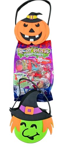 Gomitas Halloween surtidas 50 piezas con canastas miniatura 3