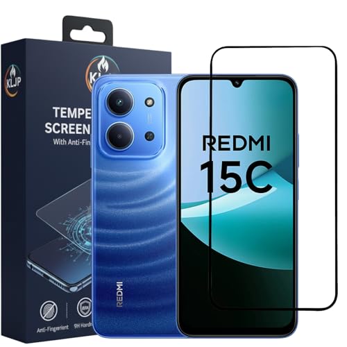 Image of Gorilla Tempered Glass For Redmi 15C (Pack of 1) With Installation Kit | Edge to Edge Coverage | Black