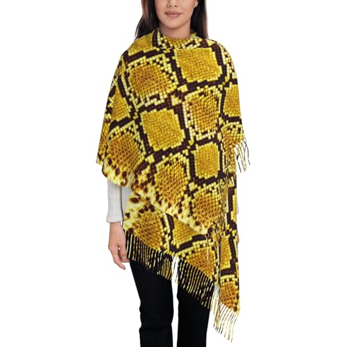 Xnchdk Golden Python Skin Print Woman Scarf Oversized Neckerchief Fashion Wrap Shawl Pashmina Soft Blanket