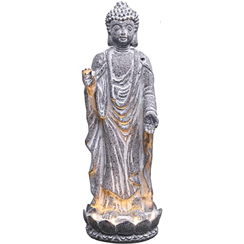 TERESA'S COLLECTIONS 40cm Buddha Figur Solar Gartenleuchte Rustikale Buddha...