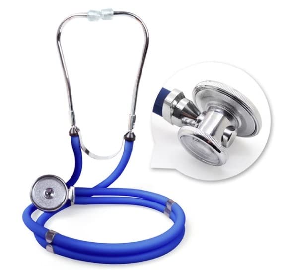 Frackson Acoustic Sprague Type Dual Tube Stainless Steel Stethoscope for doctors Professional and Medical students light weight Chest Piece with Flexible & Soft Sealing Ear Knobs (Blue) (B0BZL1XBMG) Amazon Price History, Amazon Price Tracker