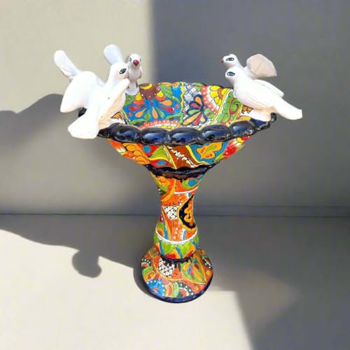 Talavera Bird Bath Hand-Painted Mexican Garden Art
