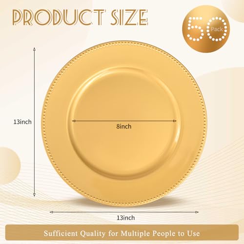 50-Pack-Charger-Plates-13-Plastic-Round-Charger-Plates-Dinner-Plate-With-Beaded-for-Wedding-Table-Dinner-Kitchen-Catering-Event-Party-Decoration-Gold