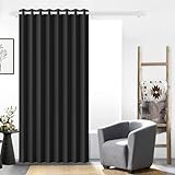 HMYI Magnetic Closure Window Curtain - 100% Blackout Pinch Pleated Look Drapes for Doorway/Wardrobe/Room Divider, Accordion Style Privacy Curtain Panel, 1 Panel, W60 x L80, Black