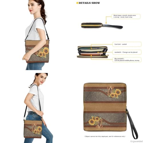 Image of Bucket Crossbody Bag Set for Women Lady, Leather Purse and Wallet Set Large Bucket Bag with Wallet