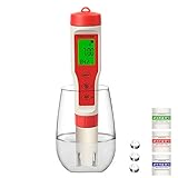 ✅ 4-in-1 Wasserqualitätstest: Das pH Messgerät verfügt über eine 4-in-1-Funktion, mit der PH, TDS, EC und Temperatur gleichzeitig mit hoher Präzision gemessen werden können. Omnidirektionale Messung der Wasserqualität zur Gewährleistung der Gesundheit der Wasserqualität.