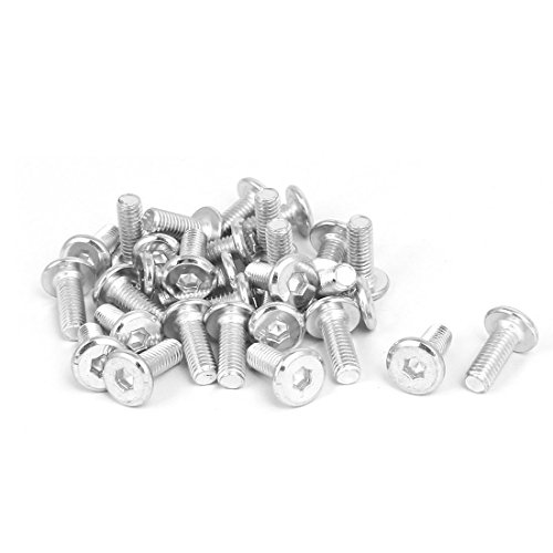 sourcing map 30pcs M6x15mm un metal blanco Plato ado de zinc de cabeza hueca hexagonal Muebles pasadores de abroche
