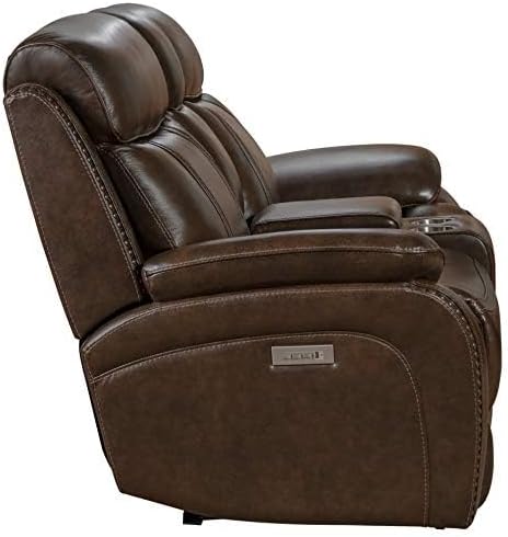 Barcalounger Sandover Power Reclining Console Loveseat, Tri-Tone Chocolate
