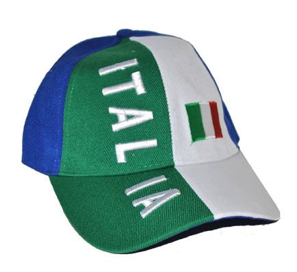 Funny Fashion Cappello Italia Modello Baseball Tricolore Bandiera Cappellino