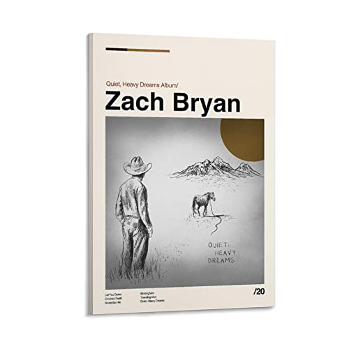 Zach Bryan Poster toile 50x75 cm déco murale chambre Quiet Heavy Dreams