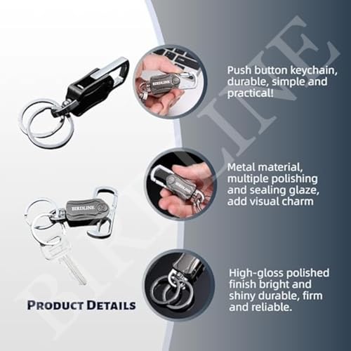 Image of BIRDLINE Multifunction Keychain 5 IN 1 Heavy Duty Dual Metal Ring, Bottle Opener, Mobile Phone Holder, 360 Rotate Spinner - Outdoor Carabiner Portable Key-chain For Bike & Car. (Spinner Keychain)