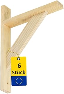 Winkel Regalhalterung 6er Set - Regalwinkel - Regalträger Holz 20cm Regalbodenträger - Wandregal Halterung - Konsole Holz - Regalhalter - Regalkonsole - Winkel Regal für Bücherregal Wand