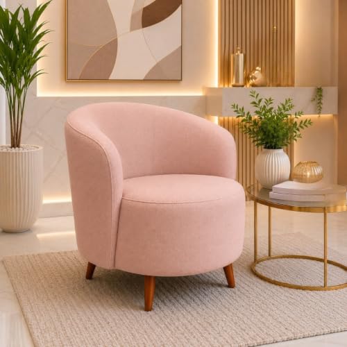Poltrona Orgânica Bouclé Sala Escritório Recepção (Rosa)