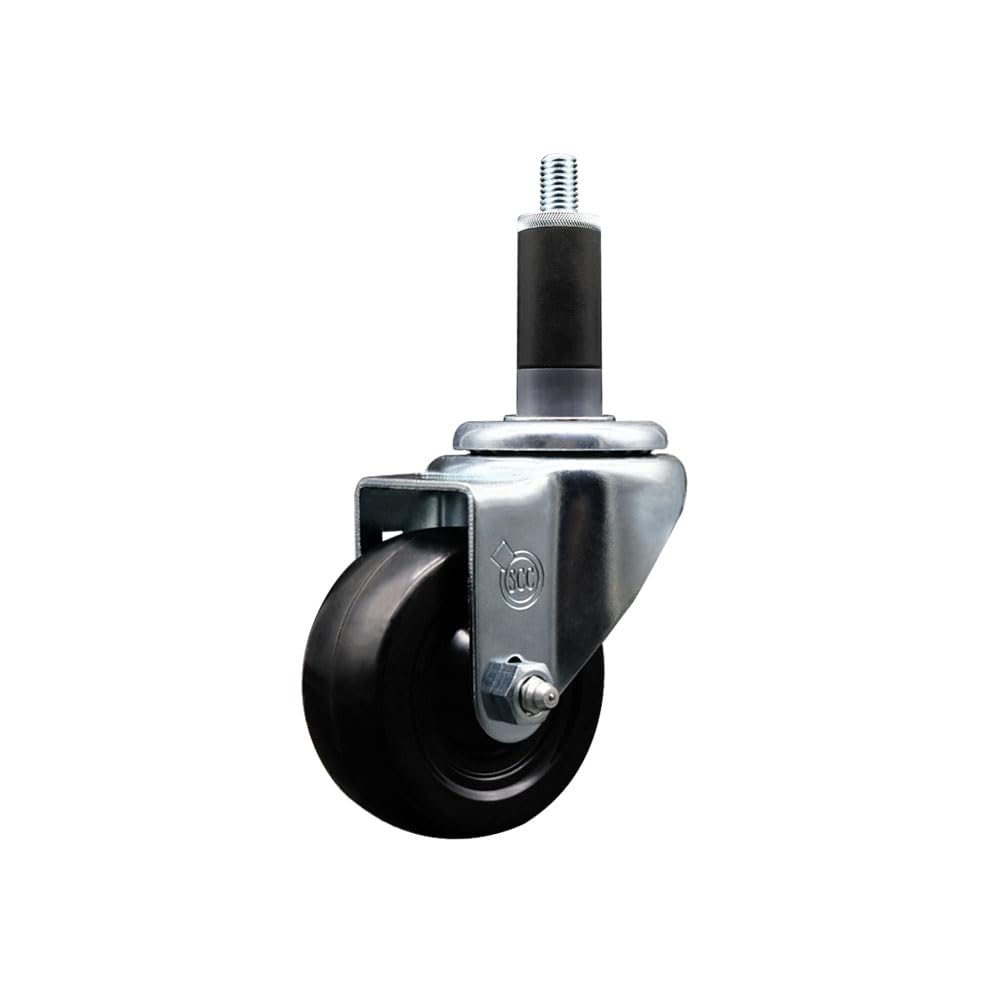 Stainless Steel Hard Rubber Swivel Expanding Stem Caster w/3" x 1.25" Black Wheel and 1-1/8" Stem - 275 lbs Capacity/Caster - Service Caster Brand