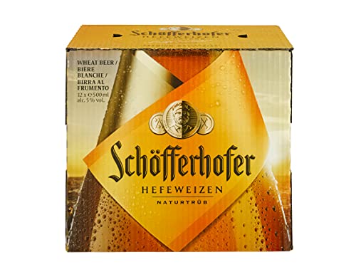 Schöfferhofer Hefeweizen Wheat Beer - Case 12 x 500ml 5% Bottles | Unfiltered Wheat Beer | Ingredients: water barley malt wheat & hops