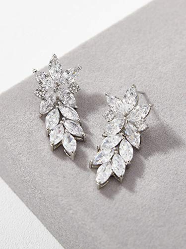 SWEETV Marquise Wedding Earrings for Brides, Bridal Bridesmaid Earrings for Wedding, Cubic Zirconia Dangle Drop Earrings for Women4