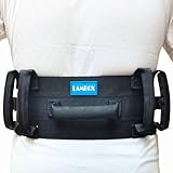 LAMBOX Gait Belt Transfer Belt with 7 Nylon Padded Handles, Medical Nursing Safety Gait Assist Device for Elderly, Seniors, Physical Therapy (7 Soft Black Handles 60',Plastic Release Buckle)