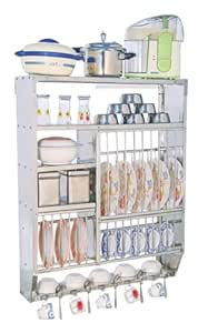 Dev Steel Wall Mounted Dish Rack (39x36) Utensil Kitchen Rack (Steel ...