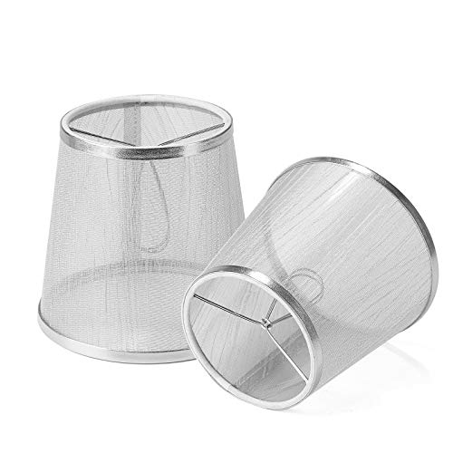 YISUN 2er Set Lampenschirme Auf Gaze Kronleuchter für Lampenschirme Kerze Kristall Kronleuchter Candle Light Wandleuchte Hängelampe (2, Silber) Cover