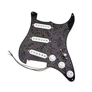 DZDZDZ Pièces De Humbucker De Guitare Électrique Pickguard Précâblées 3Ply SSS Noir 11.14×8.86×0.55inch Pickguard chargé - Les Beatles, Paul McCartney, John Lennon, RIngo Starr, George Harrison DZDZDZ Pièces De Humbucker De Guitare Électrique Pickguard Précâblées 3Ply SSS Noir 11.14x8.86x0.55inch Pickguard chargé – Image 3