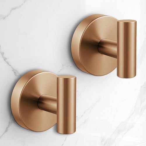 Image of Heavy Duty Suction Cup Hooks for Glass Window,Tile,Mirror,Removable Shower Hooks for Inside Shower,Metal Towel Hooks for Bathroom,2 Pack(Bronze)